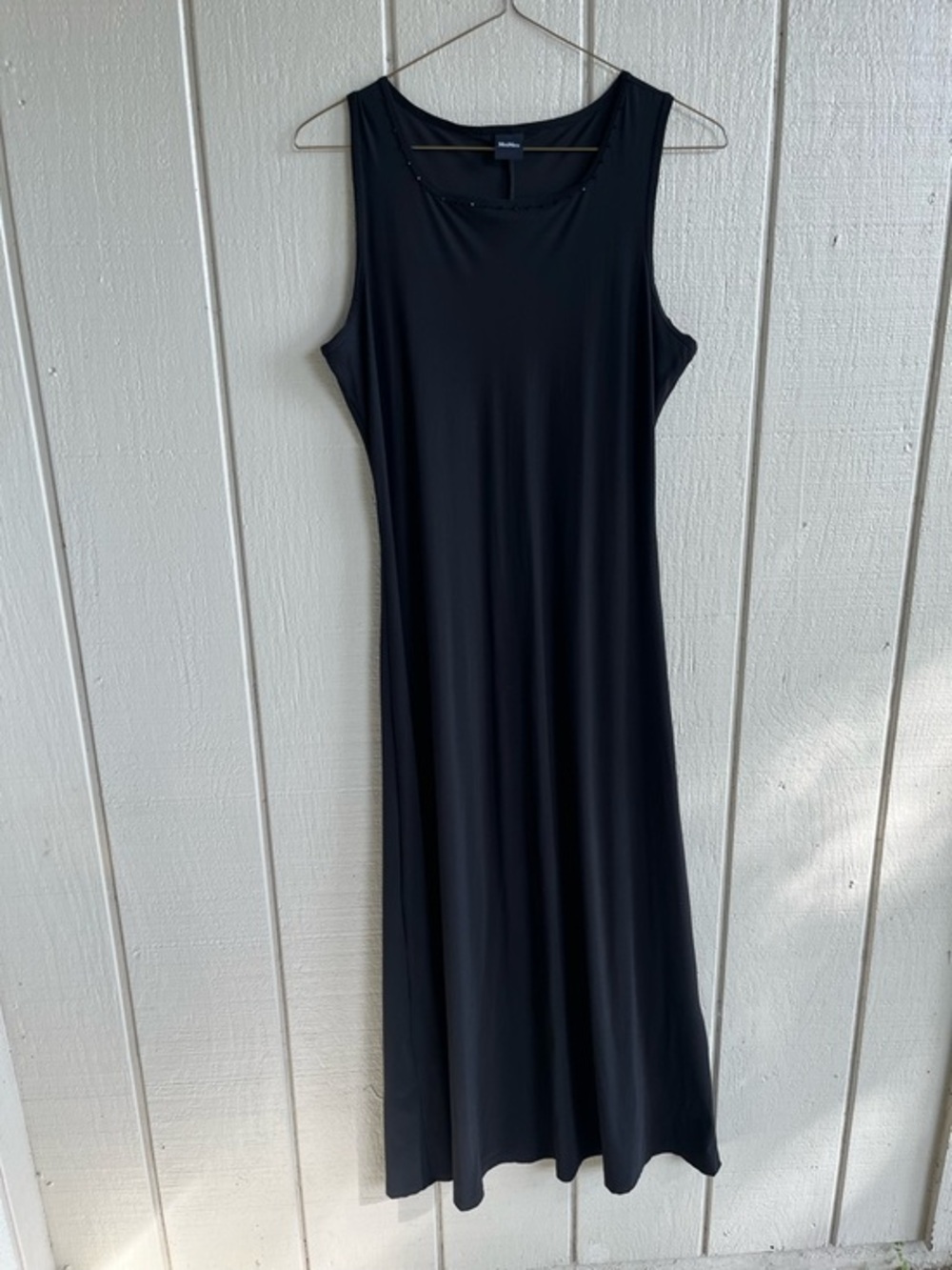 Max Mara Leisure Slinky Jersey Knit Black Sleeveless Maxi Dress Size XL